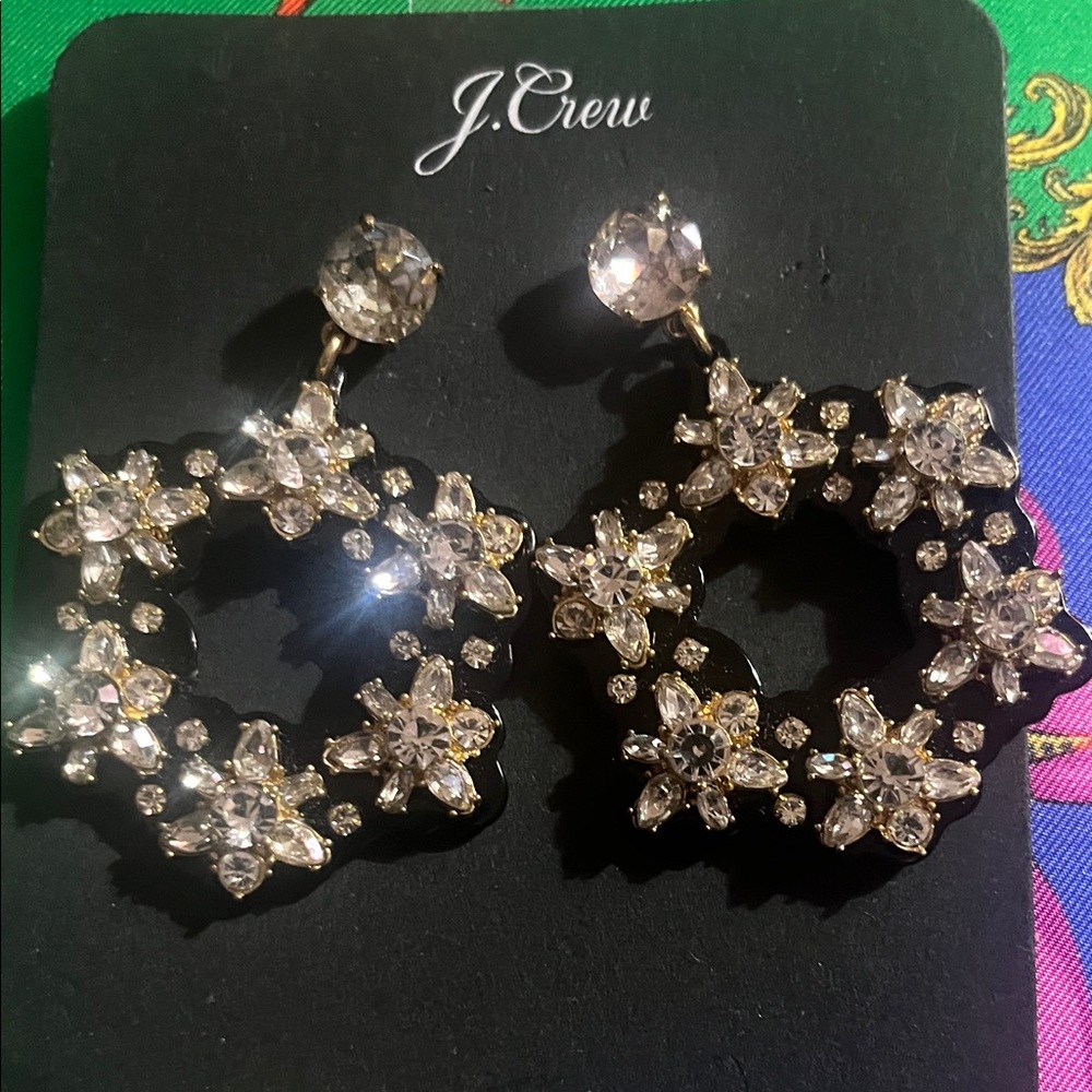 J. Crew Crystal Floral Earrings